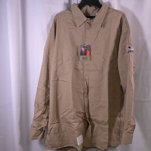 NWT Bulwark Mens 3XL Beige Pocketless Concealed-Gripper Work Shirt FR‎ CAT2 2112
